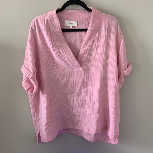 XiRENA Tops Cornea Avery Split Neck Cotton Gauze Top Poshmark